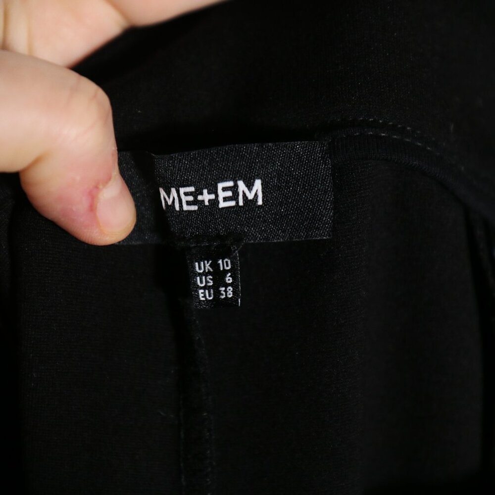 ME+EM Ponte Pull On Pant Womens 6 Black Ankle Center Seam Back Slit Classic Work - Picture 4 of 8